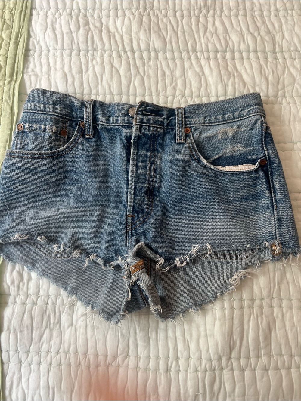 Levi’s 501 Women's Distressed Denim Shorts - Light Blue